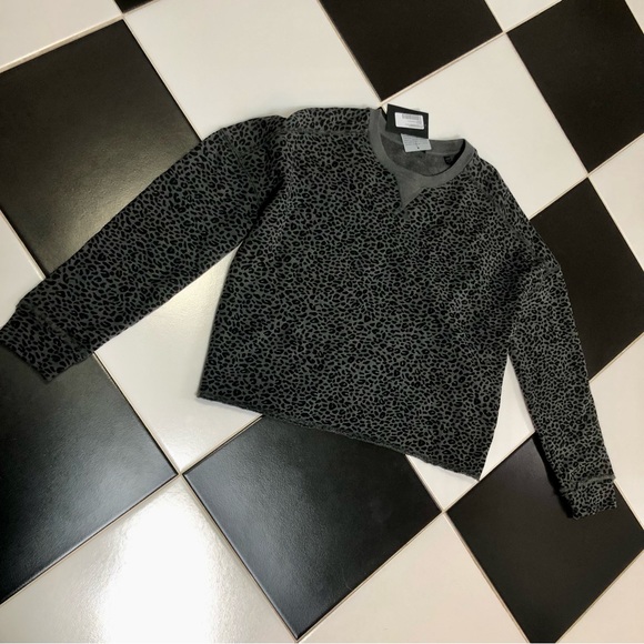NWT ATM French Terry Leopard Sweatshirt Asphalt Black Grey Oversized size XS - Picture 6 of 13